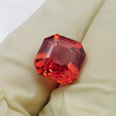 Certified 8.56ct natural orange sapphire, square-shaped, perfect for a ring